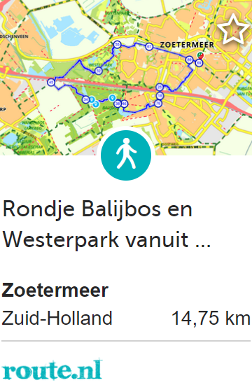 Rondje Balijbos en Westerpark vanuit Zoetermeer